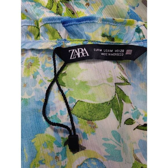 Zara Polyester Silky Long Sleeve Floral Blouse, NWOT - Picture 4 of 5